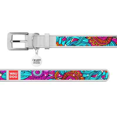 Ошейник для животных WAUDOG Design с QR паспортом "Лето" Ш 15 мм Д 26-35 см белый (378015) Винница