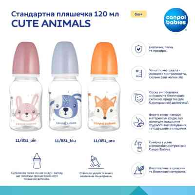 Пляшечка для годування Canpol babies Cute Animals стандартна 120 мл синя блакитн (11/851_blu) Вінниця