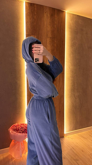 Жіночий стильний повсякденний комбінезон велюр плюш Джинс, 42/44 Одеса - фото 7