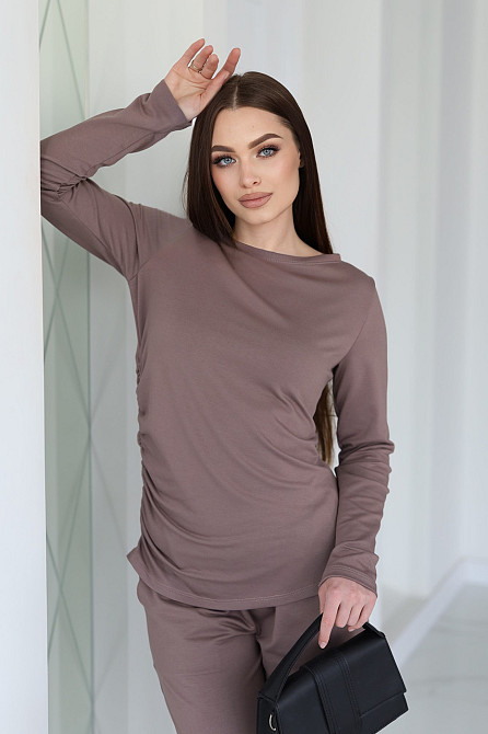 Жіночий базовий костюм з широкими штанами "Profit" | Батал Капучіно, 54-56 Київ - фото 7
