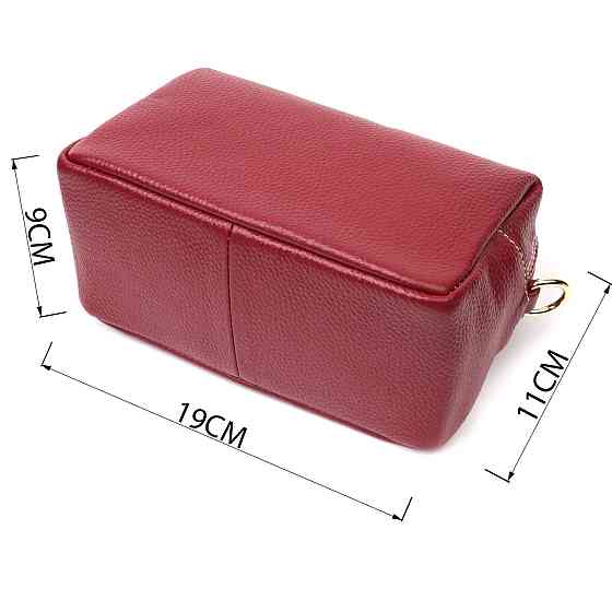 Интересная женская сумка с двумя ремнями из натуральной кожи Vintage 22274 Бордовый Киев