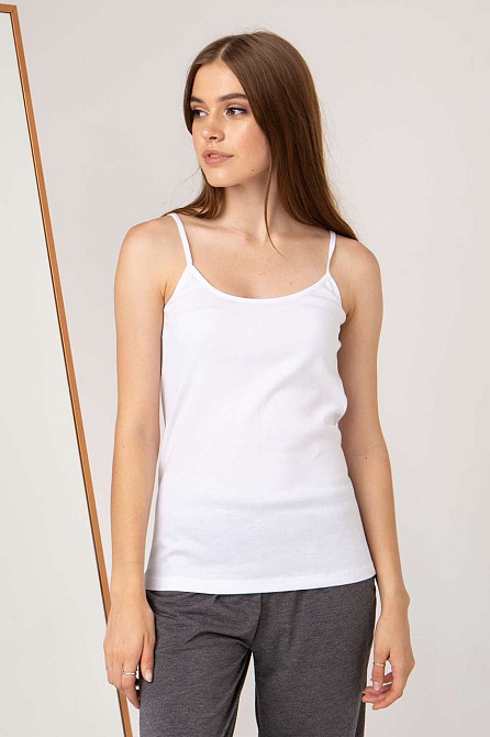Майка жіноча на тонкій бретельці — Білий Ozkan 0107-1 L Київ - фото 1