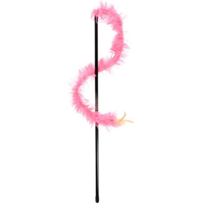 Іграшка для котів Hippie Pet Вудка з довгим пір'ям рожева 48 см (HIPCW2303034RO) Вінниця - фото 1