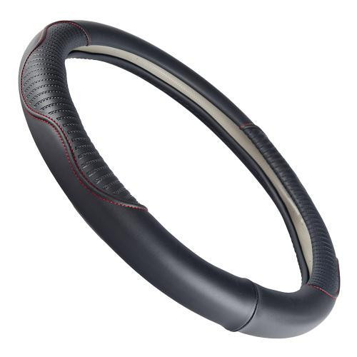 Чохол на кермо VLOD-24LC8 чорний-червоний M шкіра з одним швом Харків - фото 3