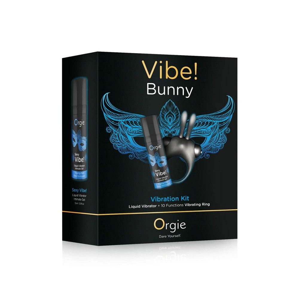Набір Orgie Vibe Bunny: рідкий вібратор та ерекційне віброкільце Sex Aura Київ - фото 1