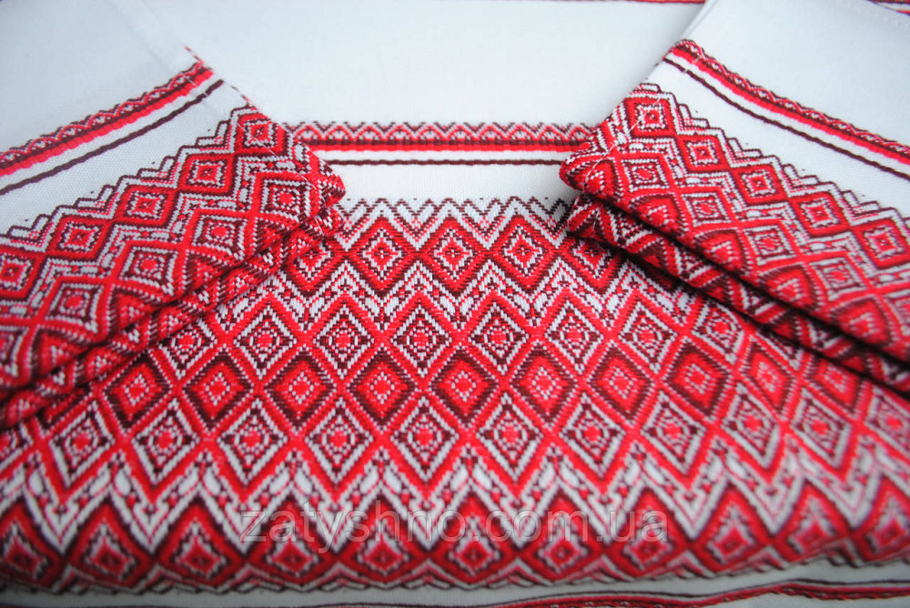 Скатертина на стіл, вишита в червоному кольорі Київ - фото 5