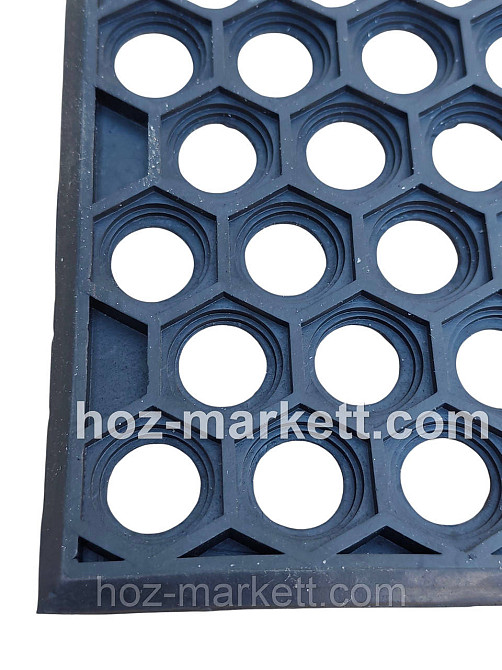 Килимок 60х40х0.8 см гумовий брудозахисний сота чорний Харків - фото 5