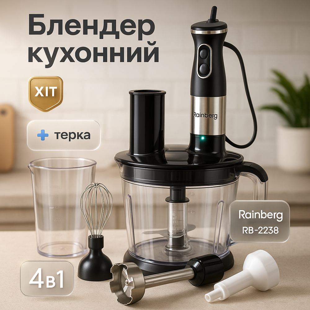 Кухонный погружной блендер с насадками, Погружной блендер для овощей для дома WV-27 Львов - изображение 14