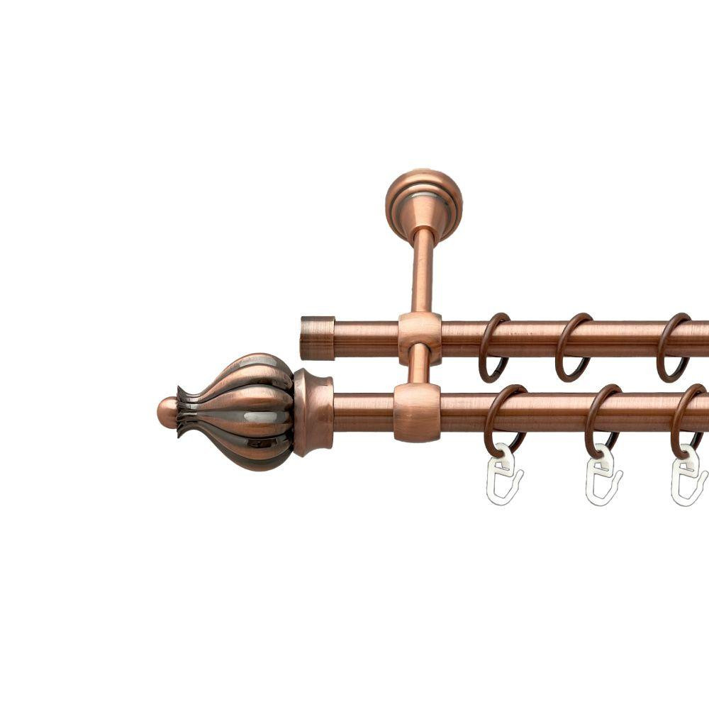 Карниз Orvit Таджа металевий дворядний литий гладка труба кільце металеве Мідь 16\16 мм 300 см (00-00019698) Львів - фото 1