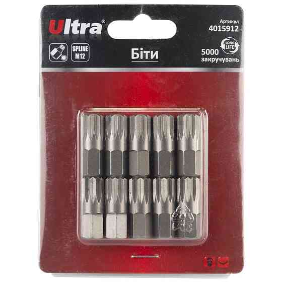 Ultra Биты Spline M12×30мм 10мм 10шт S2 (блистер) ULTRA (4015912) Київ