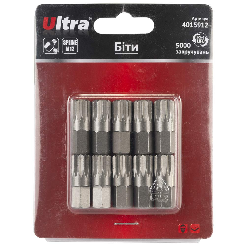Ultra Биты Spline M12×30мм 10мм 10шт S2 (блистер) ULTRA (4015912) Київ - фото 1