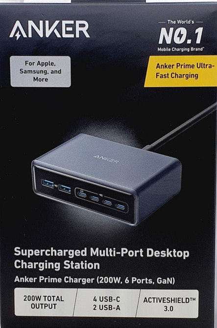 Швидкий настільний зарядний пристрій ANKER GaNPrime™ 200W. Киев - изображение 8