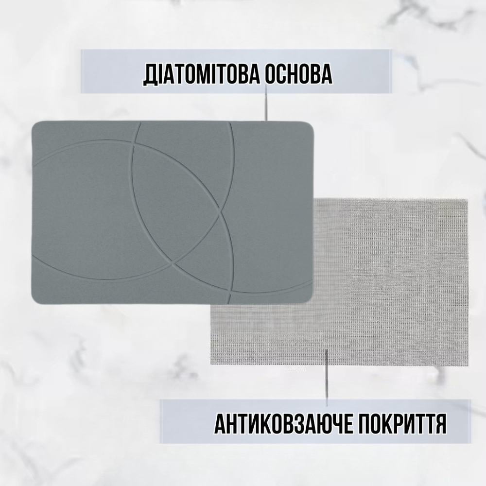 Набор для ванной комнаты и душа коврик для ног,подставка,накладка-коврик на раковину,цвет светло-серый Каменец-Подольский - изображение 4