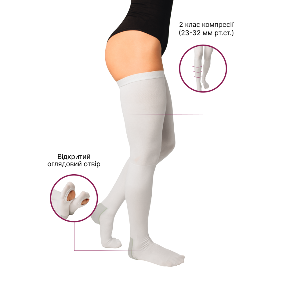 Чулки Vitamed 6221 средней компрессии, с нижним смотровым отверстием, антиэмболические Днепр - изображение 3