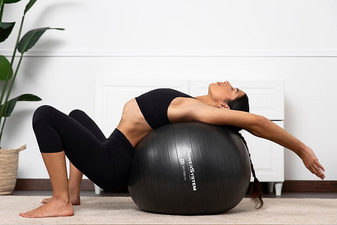 М'яч для фітнесу (фітбол) Power System PS-4011 Ø55 cm PRO Gymball Black Кам'янське - фото 8