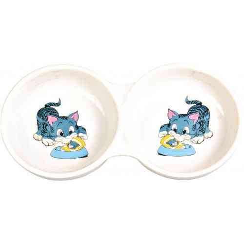Миска Trixie для кошек, двойная, керамическая, 11 см, 150 мл Киев