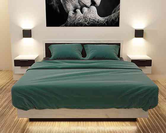 Кровать Кристалл №2 двуспальная, Дуб Крафт Белый/Венге Магия, 2035х1432х850 Львов