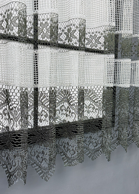 Тюль сетка VR-Textil Juli № 1232т Арка на кухню цвет серый с черным 200х150 см (53-0158) Киев - изображение 6