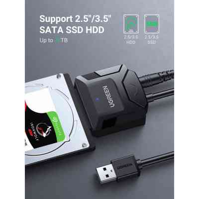Переходник USB 3.0 Type-А to SATA III (F) CR108 Ugreen (20611) Винница