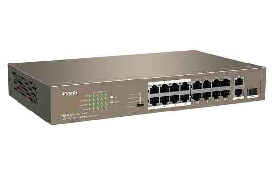 Коммутатор TENDA TEF1118P-16-150W (16xFE PoE, 1xGE/SFP, 135Вт max) Харків