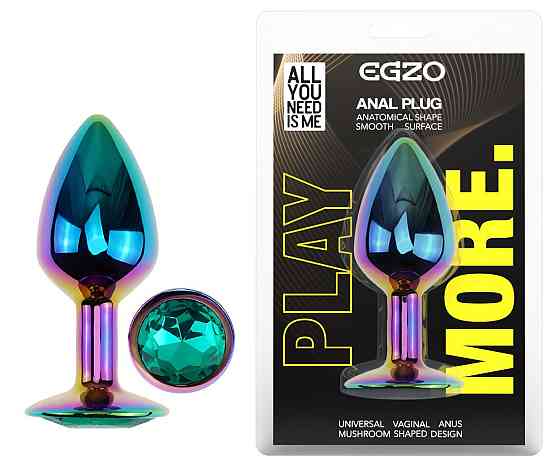 Анальна пробка з кристалом EGZO - Multicolor Round Plug Marine size S Sex Aura Київ