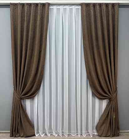 Комплект штор VR-Textil Жаккард Viva Marmo № 1783ш Коричневый 150х290 см 2 шт (33-0747) Киев