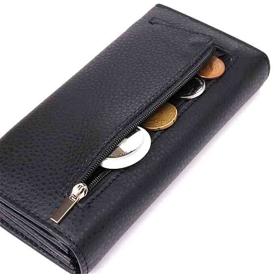 Жіночий вертикальний гаманець із натуральної шкіри ST Leather 23084 Чорний Київ