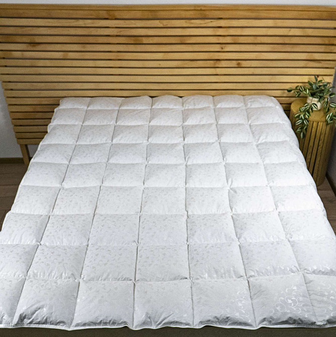 Эксклюзивное пуховое Евро одеяло YouStar 100% пух, Тик, размер 200х220 см (Серебро) Сумы - изображение 5