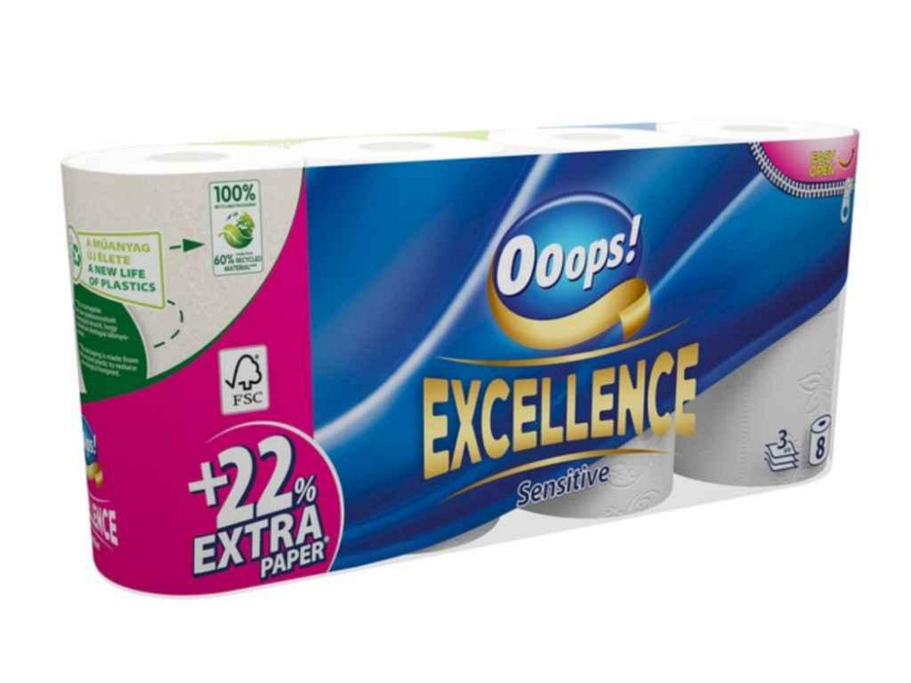 Туалетний папір 8шт 3шар Excellence 150відр ТМ OOOPS! Київ - фото 1