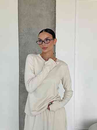 Женский теплый базовый костюм двойка из турецкого микрофлиса Молочный Одесса