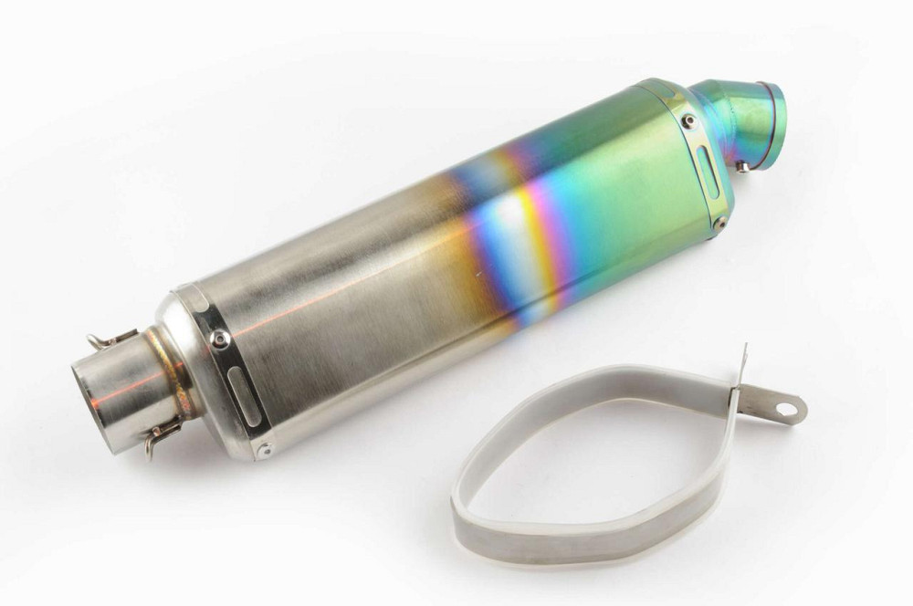 Глушник (тюнінг) 300 * 88mm, кріп. Ø48mm (нержавіюча сталь, веселка, прямоток, mod:6) Мукачево - фото 1