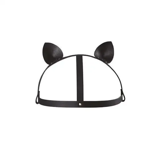 Маска кішечки Bijoux Indiscrets MAZE - Cat Ears Headpiece Black, екошкіра Львів