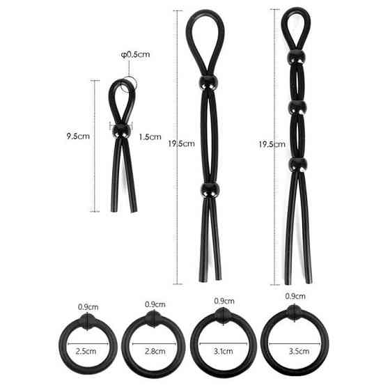 Набор эрекционных колец и лассо (7 единиц) - Черный Винница