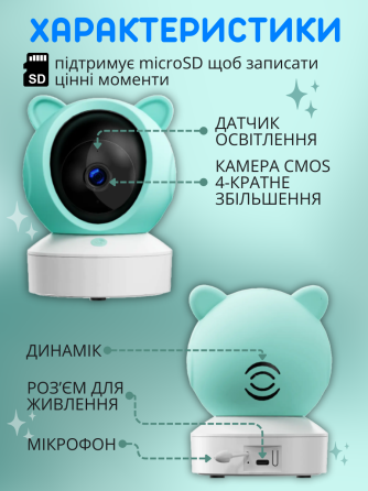 Відеоняня з двостороннім звя’зком Baby Monitor з 5 дюймовим HD екраном поворотна радіоняня з портати Київ