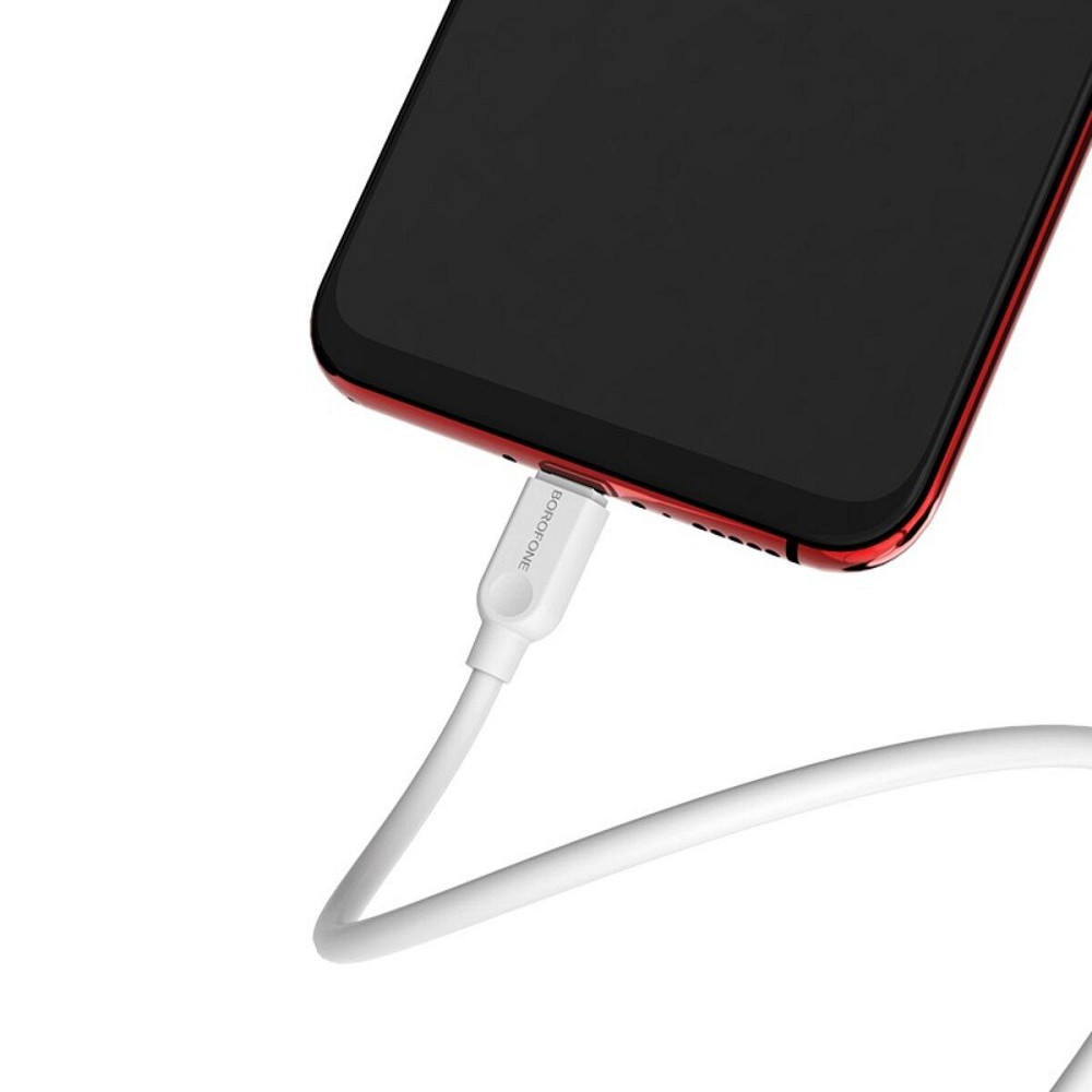 Кабель BOROFONE BX14 USB - Micro 2.4A, 2m, PVC, TPE конектори, колір білий BX14M2W Одеса - фото 3