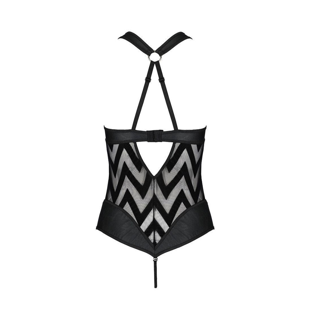 Сітчастий боді з халтером та ритмічним малюнком Passion Hima Body L/XL, black Sex Aura Київ - фото 4