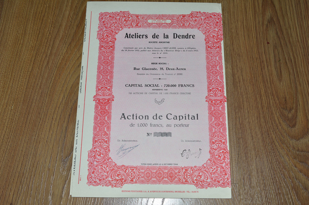 Акція. Ateliers de la Dendre. Бельгія. 1952 рік № 678 (45)23*32 Полтава - фото 1