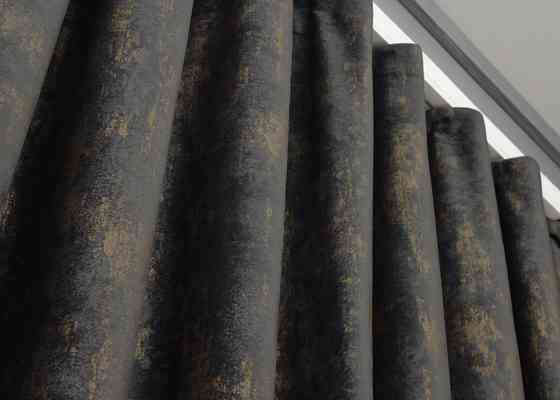 Комплект готовых штор VR-Textil Бархат Афина № 1540ш Графитовый с золотистым 200х295 см 2 шт (32-055) Киев