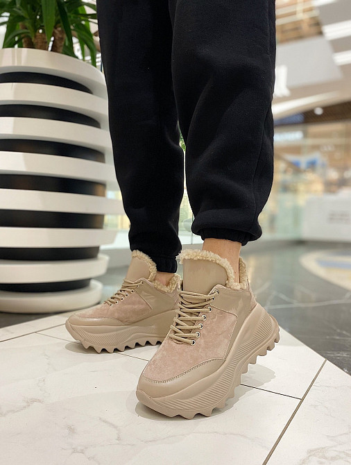 ЭФА Кроссовки женские EFA VIKA бежевые зимние кожа+замша натуральная размеры 36р.38р.39р. (4918 Коломыя - изображение 4