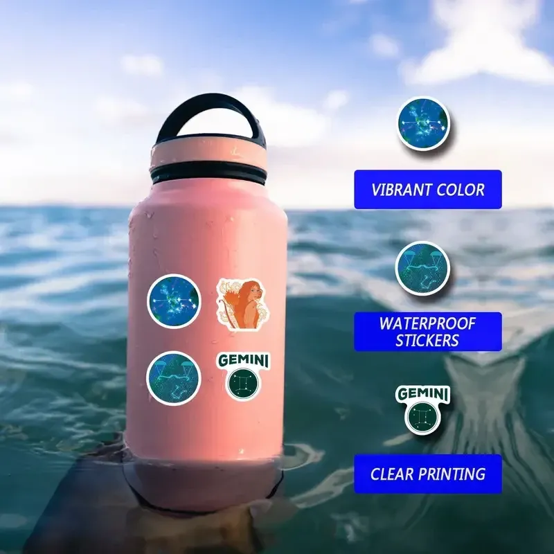 Набір наліпок знаки зодіаку – 50 шт, 3–4 см, водостійкі стікери для ноутбука, телефону, зошита та валізи Київ - фото 3