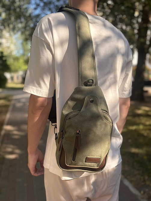 Функціональна чоловіча сумка через плече Vintage 20386 Зелений Київ - фото 1