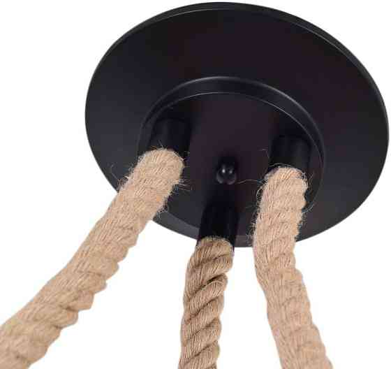 Люстра 3 Heads DIY ретро веревочная 3 лампы черная подвесная E27 индустриальная 150см Киев