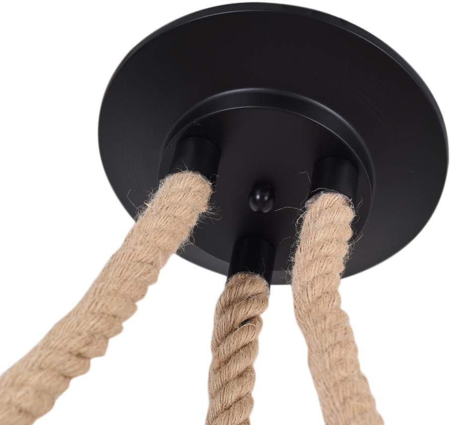 Люстра 3 Heads DIY ретро веревочная 3 лампы черная подвесная E27 индустриальная 150см Киев - изображение 4