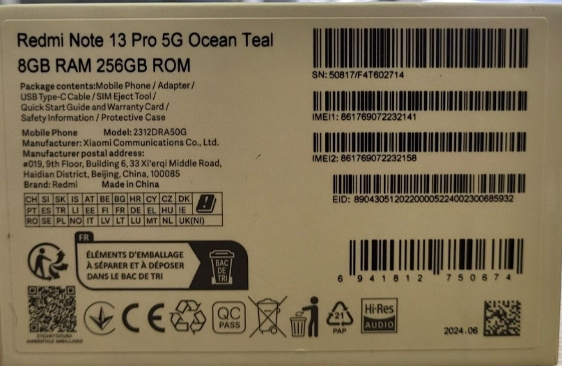 Смартфон Xiaomi Redmi Note 13 Pro 5G 8/256Gb. Ocean Teal EU . Киев - изображение 3