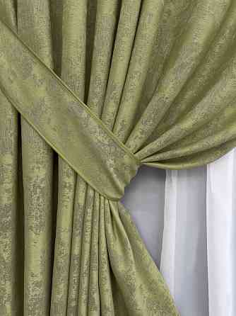 Комплект готових штор VR-Textil Жакард Sultan YL № 1213ш Оливковий 200х270 см 2 шт (32-419) Київ