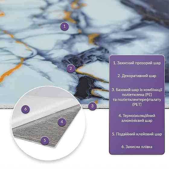 Самоклеящаяся стеновая PET плитка в рулоне 600х3000х2мм SW-00002636 Киев