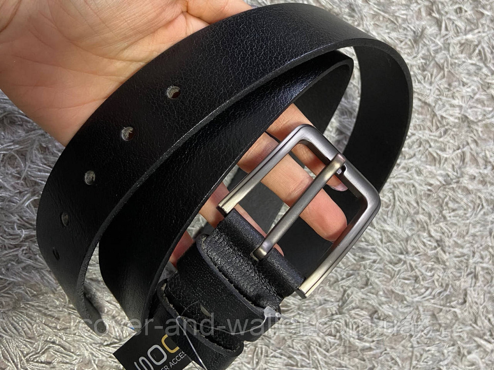 Чоловічий джинсовий шкіряний ремінь чорного кольору ST Leather Київ - фото 5