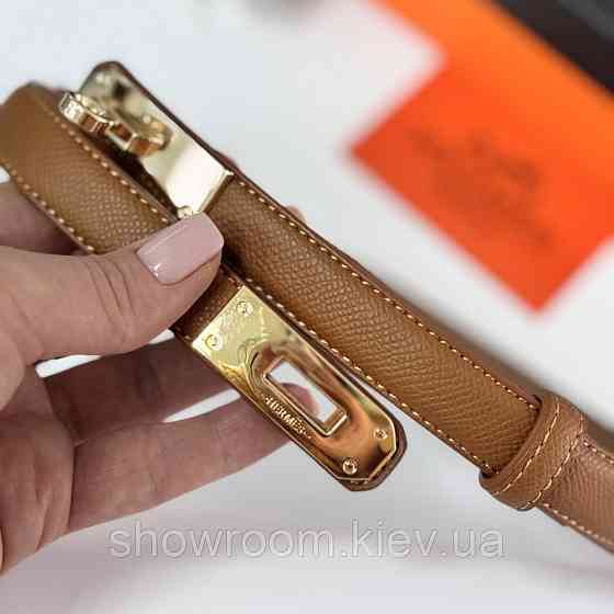 Коричневый женский кожаный ремень Hermes (280-1) Киев