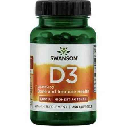 Витамин D3 Swanson Vitamin D3 High Potency 5000IU 250 soft Луцк