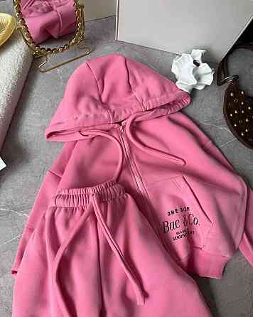 Жіночий теплий костюм із худі та джогерів у спортивному стилі тринитка на флісі 46/48 Одеса